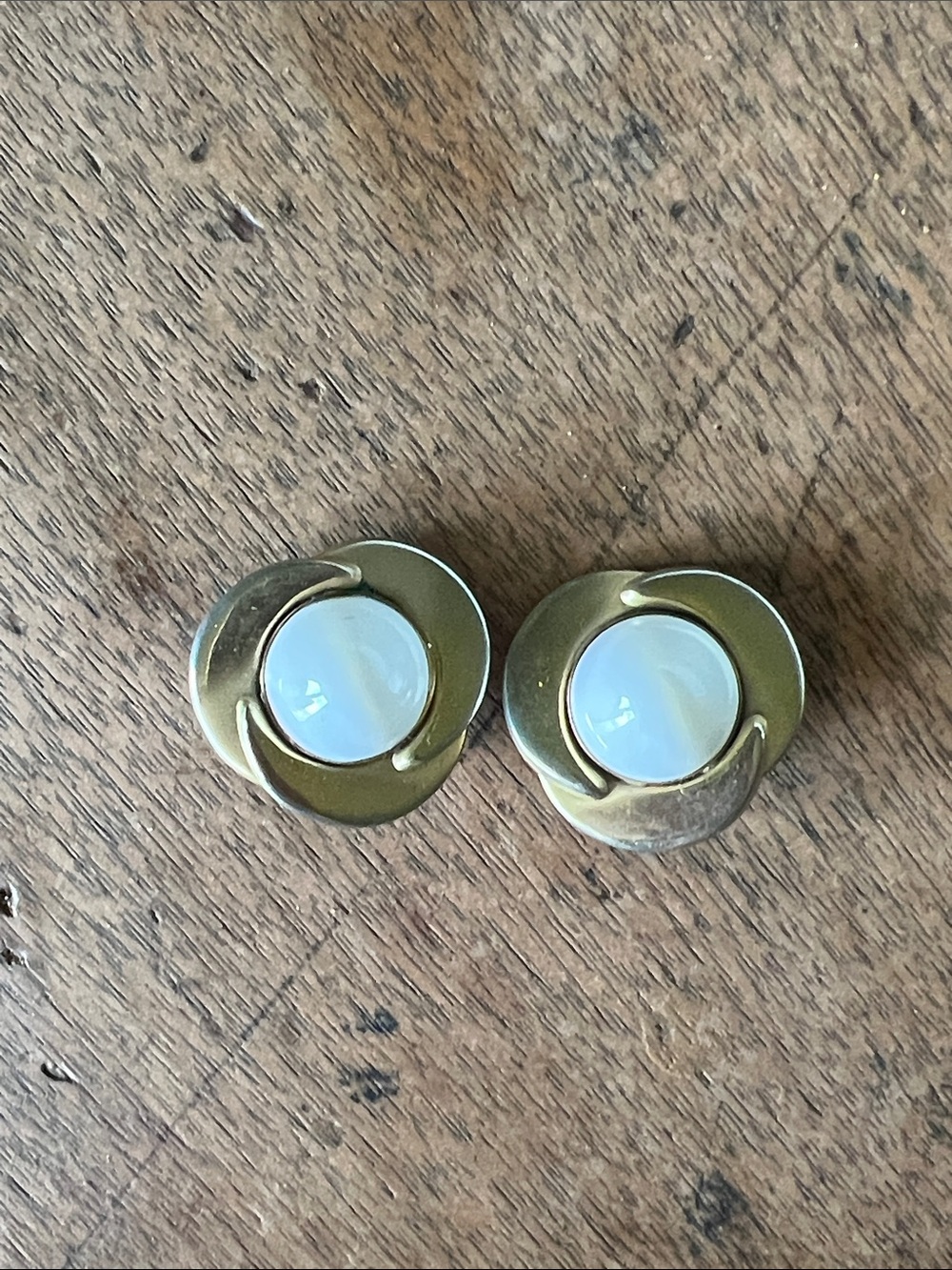 Vintage Gold-Tone White Stone Clip on Earrings - Women Jewelry